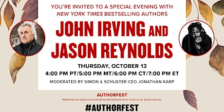 Simon & Schuster's AuthorFest Fall 2022 with  John Irving & Jason Reynolds