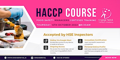HACCP Training Course- Food Safety Level 3 for Managers