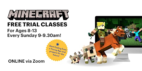 FREE Minecraft Trial Classes for Ages 8-13 @Online