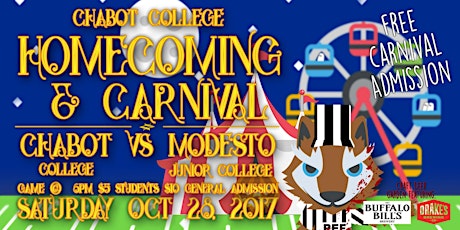 Chabot College Homecoming Carnival and Football vs Modesto Junior College primary image