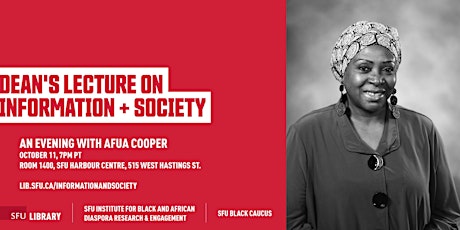 Dean's Lecture on Information + Society: Afua Cooper primary image