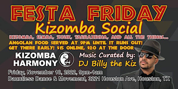 Kizomba Harmony Festa Friday Social November 2022