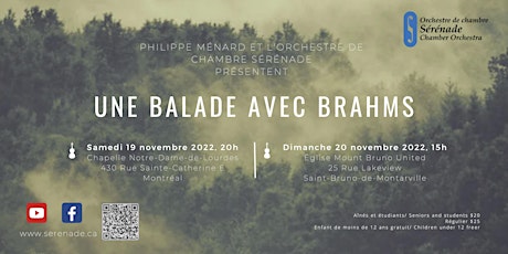 Imagen principal de Concert  "Balade avec Brahms" - Montréal, 19 novembre 2022, 20h