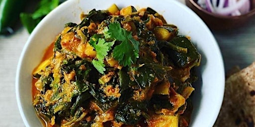 Nutritious spinach and zucchini curry with bean pilaff-Cooking class