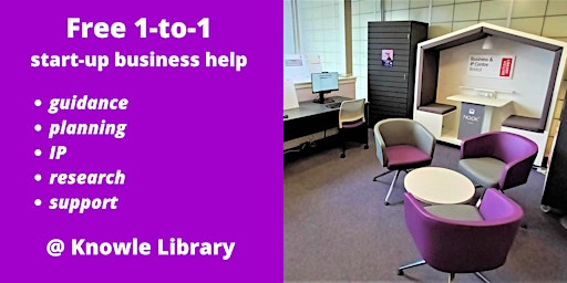 Primaire afbeelding van Start-up business and Intellectual Property 1-to-1 clinics @Knowle Library