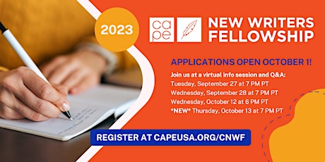 Immagine principale di 2023 CAPE New Writers Fellowship Info Session 