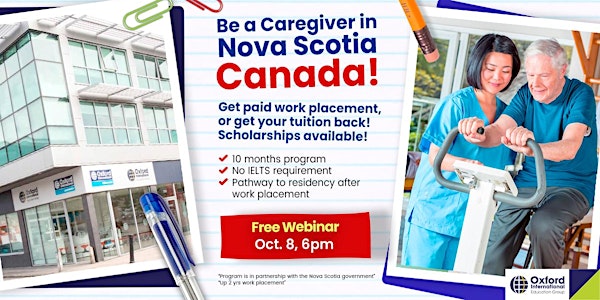 Be a Caregiver in Nova Scotia, Canada! (Oct 8, 6pm)