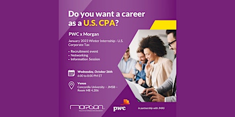 PwC x Morgan US Corporate Tax - Recruitment Event
