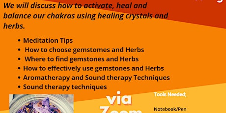 Crystals, Herbs and Chakra healing class