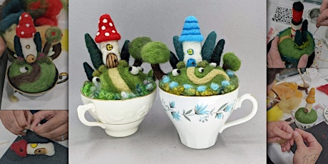Needle Felt a Gnome Garden Teacup Diorama Virtual primary image