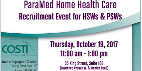 ParaMed Home Health Care Recruitment Event for HSWs and PSWs primary image