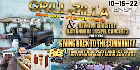 Wood-Fired BBQ Grill-Zilla Presents Free Hot Dogs And Ice Cream