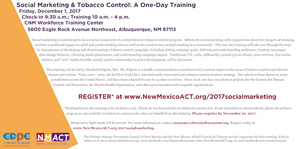 Social Marketing & Tobacco Control: A One-Day Training