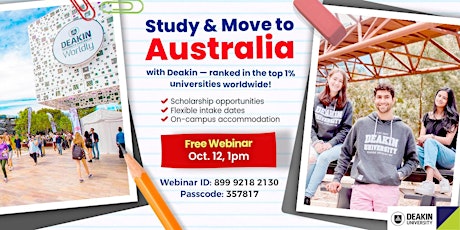 Study and  Move to Australia! Scholarship opportunities (Oct 12, 1 pm)
