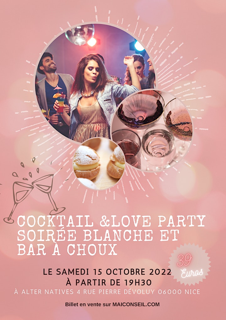 Image pour COCKTAILS  & LOVE PARTY Thème Soirée Blanche et Bar à Choux 