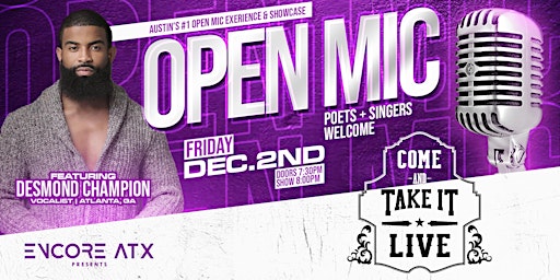 Open Mic Friday: Spoken Word + Talented Singers | 12.2