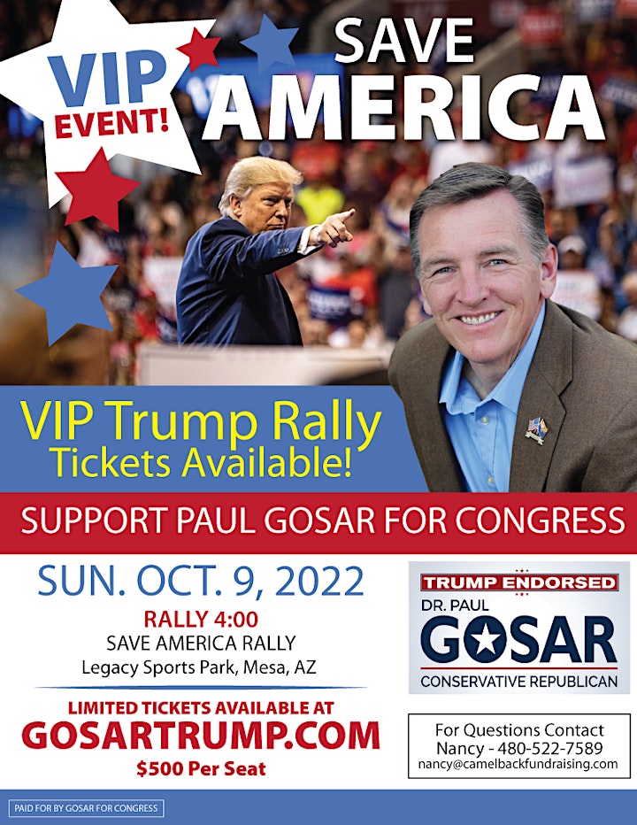VIP Tickets To Trump Rally in Mesa, AZ image