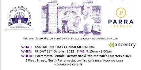 IT'S A RIOT TOUR - A ONE HOUR GUIDED TOUR OF THE PARRAMATTA FEMALE FACTORY