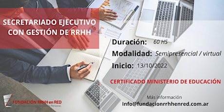 SECRETARIADO EJECUTIVO CON GESTIÓN DE RRHH (Certificado M. Educación)
