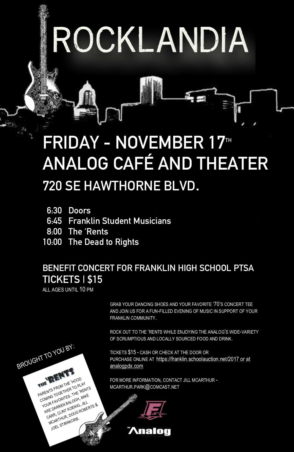 The Rents (Benefit Fundraiser), The Dead to Rights and guests. all ages til 10 pm, 21+ after 10 pm