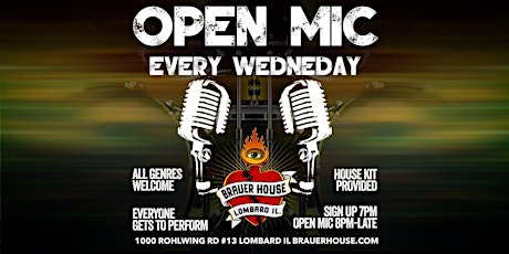 Wednesday Night Open Mic at Brauer House Lombard