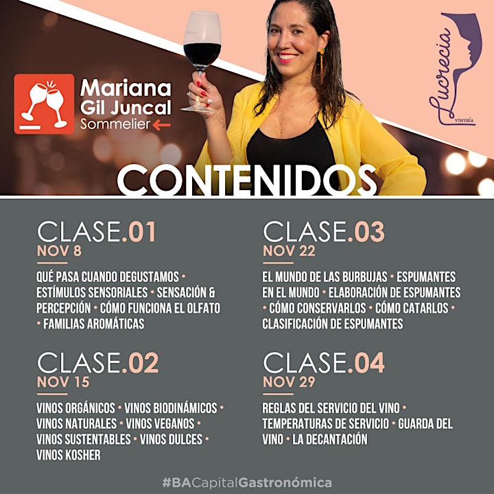 Imagen de Curso de vinos presencial by Mariana Gil Juncal en Lucrecia Vinería