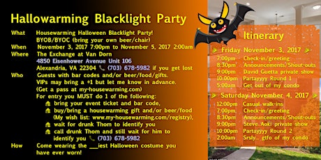 Halloween Housewarming Blacklight Party (Free Entry w/Code, Beer, or Gifts) primary image