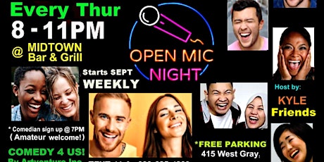 Open Mic Houston by Laugh R US @ Midtown Bar & Grill