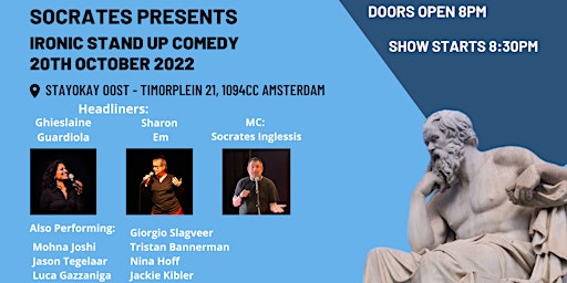 Socrates Presents Ironic Stand Up Comedy at Stayokay Amsterdam Oost 20 Oct.