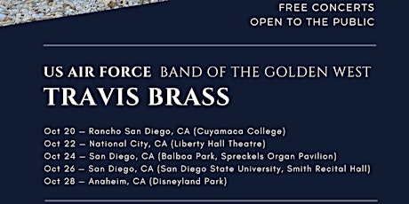 USAF Band of the Golden West, Travis Brass — SDSU,  San Diego, CA. 7 PM primary image