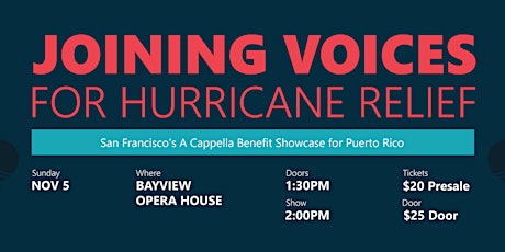 Joining Voices, Hurricane Relief, Sunday Nov. 5 primary image