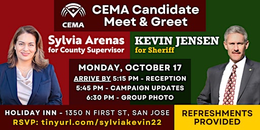 CEMA Candidate Meet & Greet - Sylvia Arenas & Kevin Jensen