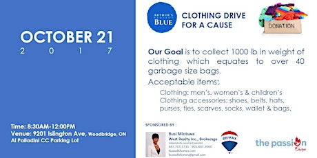 Arthur's Project Blue Clothing Drive primary image