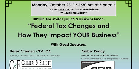 HIPville BIA Lunch: Federal Tax Changes and How They Impact YOUR Business primary image