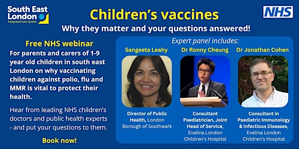 NHS webinar on vaccinating children against polio, flu and MMR
