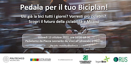 Pedala per il tuo Biciplan! Giovedì 13 ottobre da Piazza Leonardo da Vinci