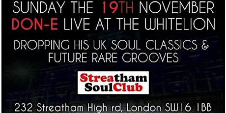Don-E LIVE @ The Streatham Soul Club primary image