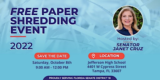 Senator Janet Cruz's FREE Paper Shred Event - Carver City-Lincoln Gardens