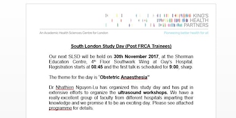 South London Anaesthetics Senior Trainees Study Day primary image