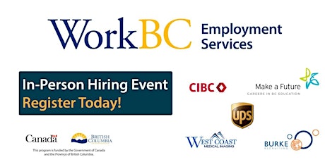 WorkBC Job Fair-Careers in Finance, Education, healthcare and Warehouse