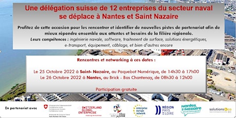 Rencontrer la délégation suisse du secteur naval à St-Nazaire le 25/10