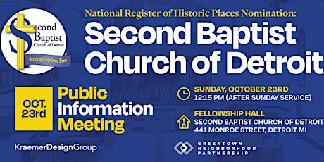 Second Baptist Church of Detroit Public Information Meeting
