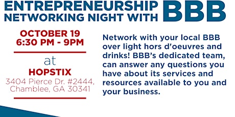 Oct N3: Entrepreneurship Networking Night with BBB