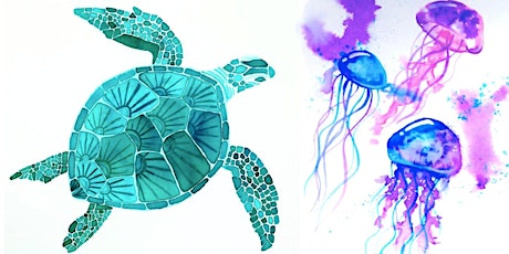 Underwater Watercolour Adult Workshop - Sea turtles and jellyfish primary image