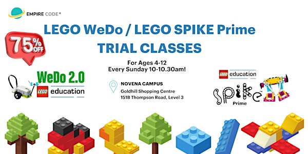 75% Discount for LEGO Robotics Trial Classes for Ages 4-12
