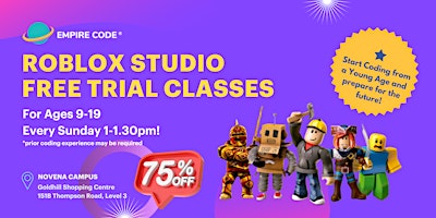 75% Discount for Roblox Trial Classes for Ages 9-19 @Novena