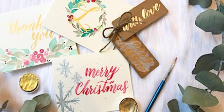 *Christmas Edition!* Watercolor & lettering workshop with food & drinks! primary image