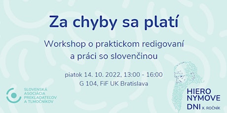 Za chyby sa platí - workshop o slovenčine ǀ X. Hieronymove dni 2022 primary image