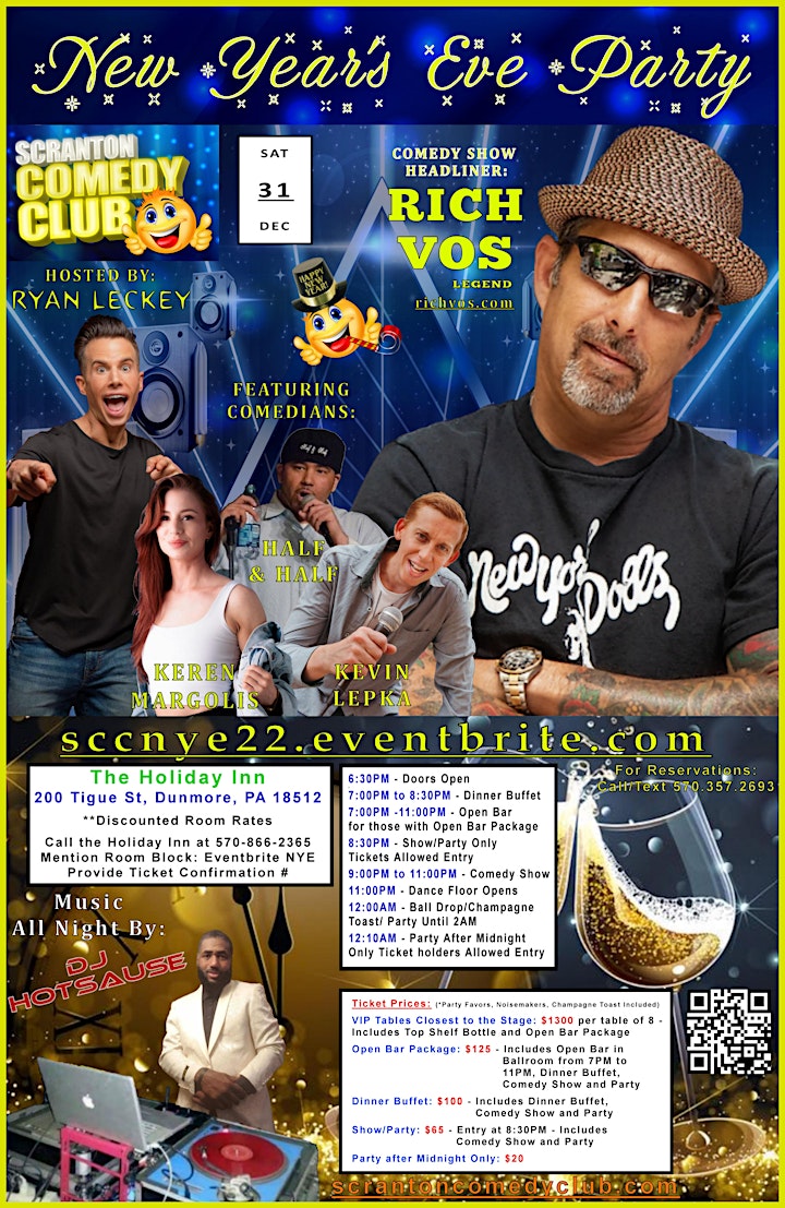 Scranton Comedy Club's NYE Party w RICH VOS hosted by RYAN LECKEY image
