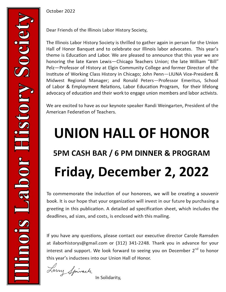 Union Hall of Honor 2022 - CTU Members image